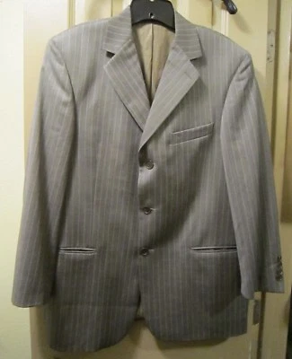 TALLA 40R STUDIO BY ZANETTI HOMBRE MARRÓN A RAYAS TRAJE CHAQUETA BLAZER, SUPER 120'S, GUC Foto 1 de 4