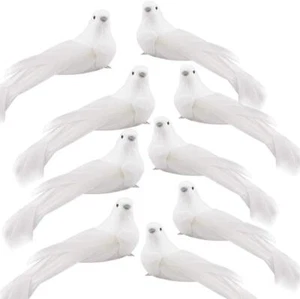 Artificial Birds, 12 Pcs Artificial White Doves Simulation Foam White Feather... - Picture 1 of 6