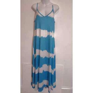 Stellah Women's Turq Blue Ikat Spaghetti Strap Maxi Dress Sz S NWT 178 - Picture 1 of 11