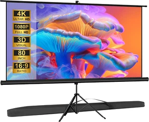 Outdoor Projector Screen with Stand Tripod, Indoor Pull up Portable Projector Sc - Picture 1 of 12
