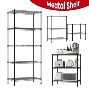 3/4/5 Tier Shelf Adjustable Wire Metal Shelving Rack Garage Storage Organizer UK - Picture 1 of 16