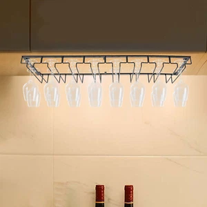 Hanging Wine Glass Rack Under Cabinet Wall Mounted Wine Glasses Holder For Bars - Picture 1 of 12