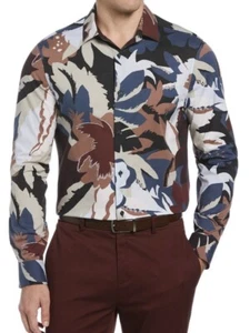 Perry Ellis Men’s Floral Print Long Sleeve Button Up Shirt Size XLT New With Tag - Picture 1 of 3