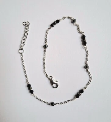 cavigliera argento 925 con spinello nero ematite e sfere di argento brunito - Immagine 1 di 4