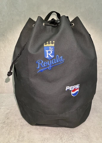 SGA Kansas City Royals Baseball Pepsi Draw String Backpack Black Side Pocket Cover