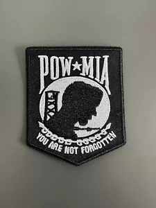 POW-MIA PATCH VIETNAM WAR embroidered iron/Sew on BLACK military veteran emblem - Picture 1 of 4