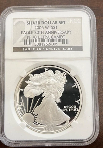 2006 W  American Eagle , 20th Anniversary SILVER DOLLAR SET NGC PR70 ultra cameo Cover