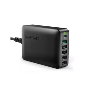 RAVPower 60W 6 Port USB Wall Charger Model RP-PC028 Black BRAND NEW - Picture 1 of 5