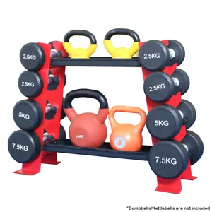 Compact Solid Metal Kettlebell Dumbbell Rack Storage Stand Home Gym Red 200KG - Picture 1 of 5