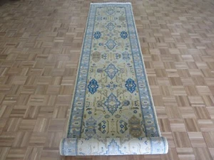 Alfombra oriental moderna Oushak beige anudada a mano 3 x 16 G13872 - Imagen 1 de 10