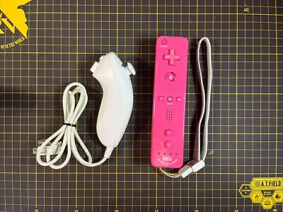 Official Nintendo Wii Remote Motion Plus W/ Nunchuck OEM Pink White Tested - Image 1 of 4