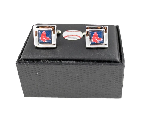 Boston Red Sox MLB Square Logo Cuff Links Gift Box Set Cover