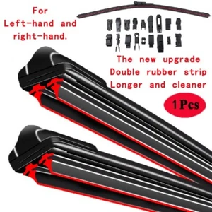 Windshield Wiper Blades Universal Soft Double Layer Rubber Frameless Bracketless - Picture 1 of 40
