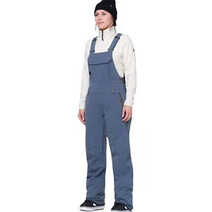 686 Black Magic Bib Women's Snow Pants, Indigo Denim, Small - Picture 1 of 5