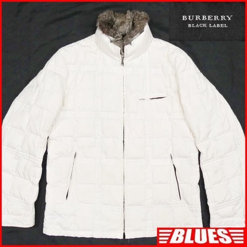 Piumino uomo BURBERRY BLACK LABEL bianco con pelliccia di coniglio Nova US taglia S originale
