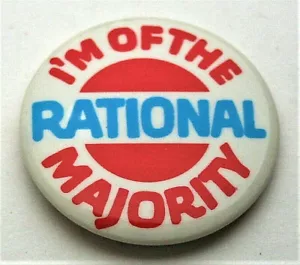 Vintage Anti War Political I'm of the Rational Majority 1970s Button Pin NOS New - Picture 1 of 3