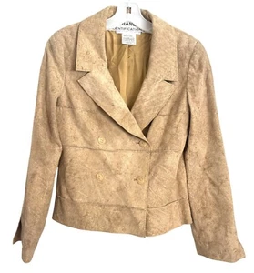 Chanel Womens Tan Double-Breasted Suede Blazer Size 36 100% Calfskin With Silk L - Picture 1 of 7