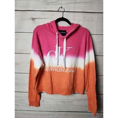 Calvin Klein Jeans Womens Tie Dye Pullover Hoodie Sweater Pink Orange Size Small - Image 1 of 4