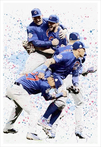 Cubs 2016 World Series - Splatter Art poster print Cover