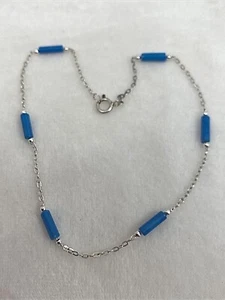 Handgefertigt ~ Sterlingsilber .925 blaue Koralle 10" Fußkettchen Fußkettchen - Bild 1 von 6