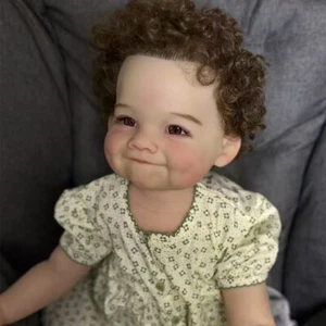 Handgefertigte 28 Zoll fertige Reborn Baby Puppe lockiges Haar bemalt Kleinkind Puppe Spielzeug Geschenk - Bild 1 von 2