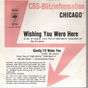 Chicago Wishing You Were Here 7" vinyl Germany Cbs 1974 Blitz promo in special - Picture 1 of 2