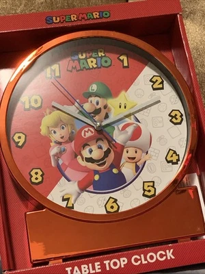 "Reloj de Mesa SUPER MARIO 9"" Precioso Marco Rojo Brillante Perfecto NUEVO Foto 1 de 4
