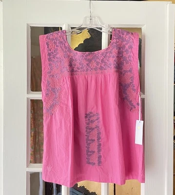NUEVO J. MARIE Top Estilo Mexicano Talla Rosa Azul Bordado Campesino Forrado Foto 1 de 4