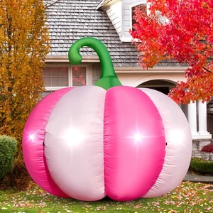 4,6 Fuß Halloween Aufblasbarer Kürbis Outdoor Deko Aufblasbarer Rosa Kürbis - Bild 1 von 6