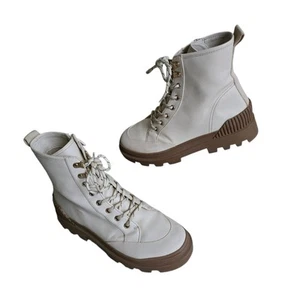 Sam Edelman Circus Indy Boots Women's US Size 9.5 Ivory Lace Up Platform - Picture 1 of 13