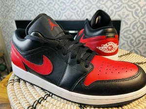 Air Jordan 1 Low Reverse Bred US M Size 12 Red Black Actual Pics Of Shoes NEW - Picture 1 of 12