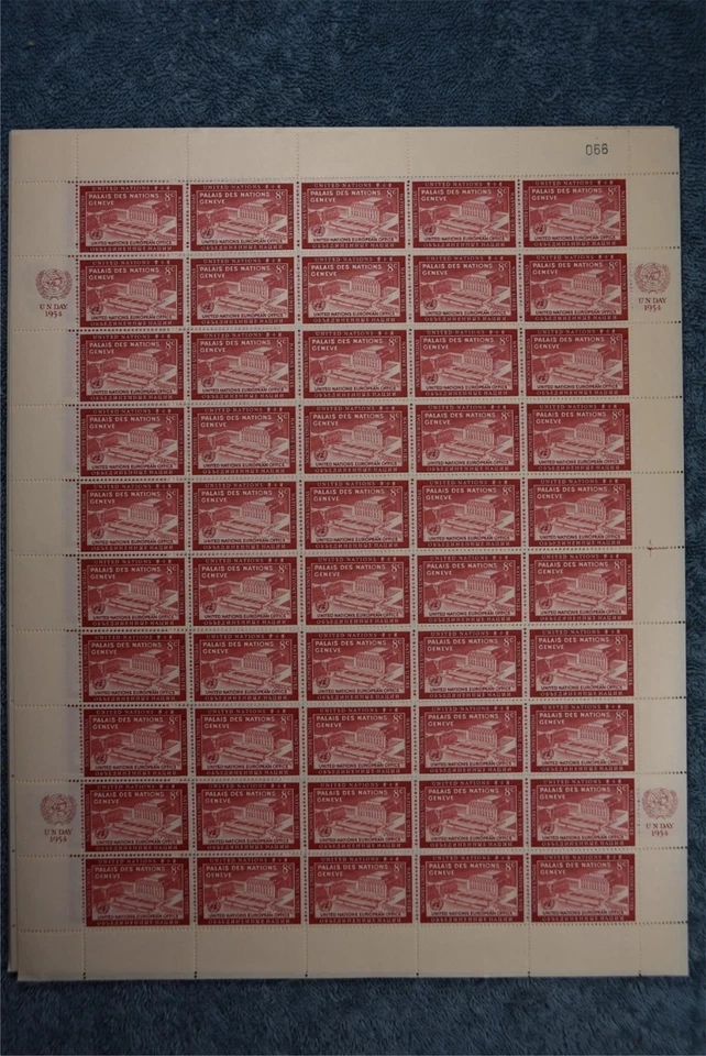 1954 UN EU Office Full Sheet  - N28 - MNH (Control Number) - Image 1 of 1