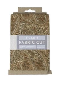 1 Yard Marcus Brothers Paisley Cotton Fabric Beige and Brown New Diy Sew Sewing  - Picture 1 of 5