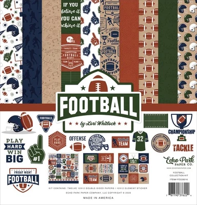 Echo Park Football Collection Kit 12x12 Papers Stickers Made USA Scrapbooking - Image 1 of 4