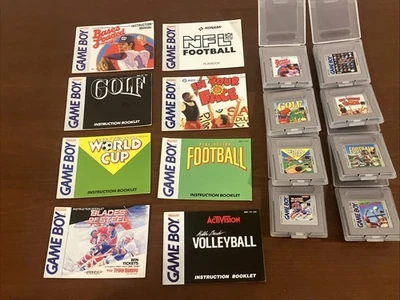 Lot Of 8 Nintendo Gameboy Sports Games W/ Manuals: Blades Of Steel Bases Loaded  - Image 1 of 4