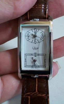 WOMEN'S  BROWN & SILVER FINISH DUAL TIME 2 TIME ZONE FASHION DRESSY CASUAL WATCH - Image 1 of 4