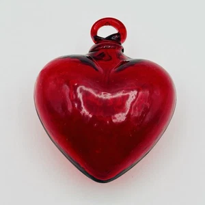 Corazón Rojo Vidrio Soplado a Mano Hecho a Mano en México Adorno de San Valentín Decoración 3” - Imagen 1 de 4