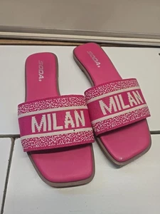 Soda Sandals Womens Size 6 Pink White Vacation Milan Flats Spa Slip On - Picture 1 of 14