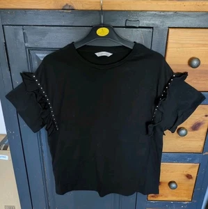 Girls Black Mango Top / T-shirt. Punk Style Age 14 Years 170 Cm. - Picture 1 of 7