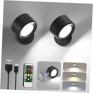 LED Wall Mounted Lights with Remote, Wall 2 Pcs Black-3 Color Temp Light - Picture 1 of 7