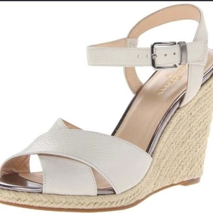 Cole Haan Cream Wedge Sandals 10 Hart Wedge Ivory - Picture 1 of 8