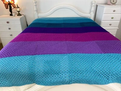 Colcha manta grande cuadrada acrílica de ganchillo hecha a mano 235 cm x 190 cm Foto 1 de 4