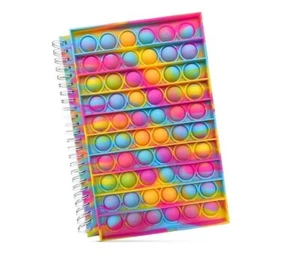 Rainbow Pink Tie Dye Notebook Fidget Toy Bubble Pop Spiral Journal - Picture 1 of 2
