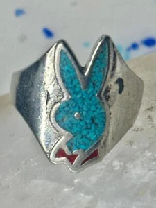 Playboy Bunny ring turquoise chips band size 11.75 women men - Picture 1 of 11