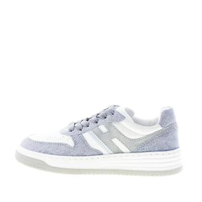 Hogan Mujer Zapatos H630 Cesta Zapatilla Blanco Cuero y Azul Denim Jeans Tela Foto 1 de 4