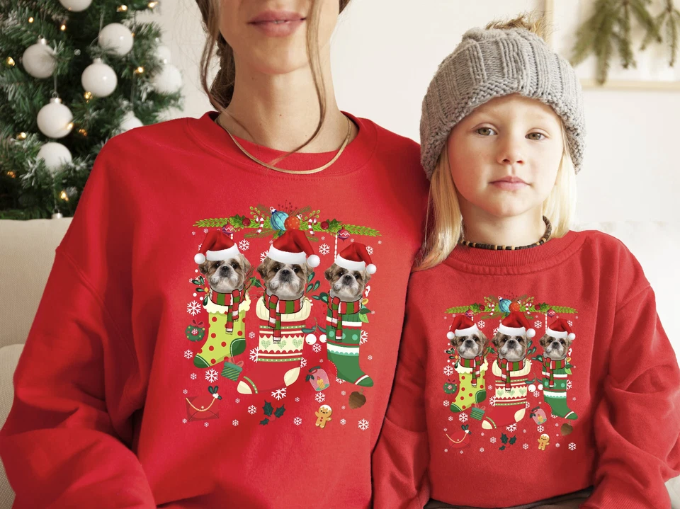 Christmas Sweatshirt Shih Tzu Dog Xmas Sweater Christmas Jumper Stocking Filler - Image 1 of 1