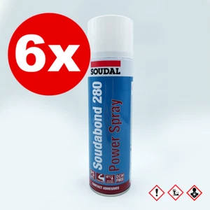 Soudal Power Spray Adhesive Contact Adhesive Spray Adhesive Glue 6 x 500 ml Power Adhesive - Picture 1 of 7