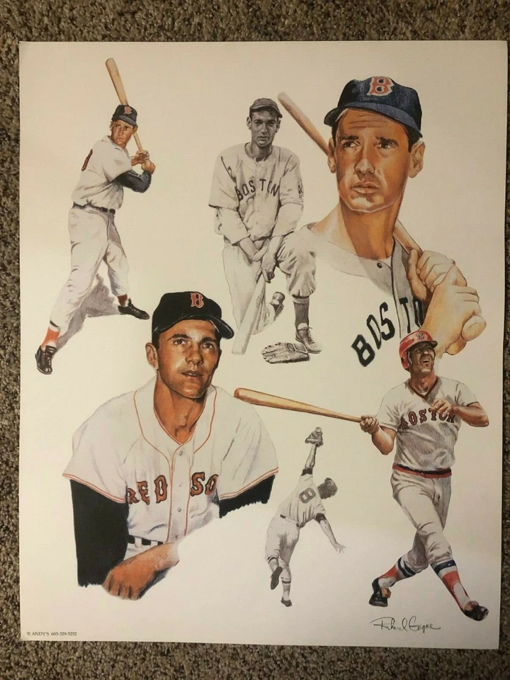 Póster de montaje de jardinero izquierdo de los Medias Rojas de Richard Gagne - mide 16" x 20" Yaz Foto 1 de 1