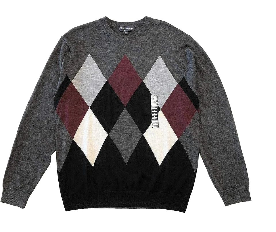 Nuevo Suéter Hart Schaffner Marx Para Hombre Argyle Mezcla Lana Merino Carbón Talla L Foto 1 de 1