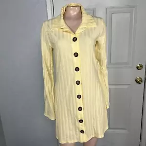 Vestido para mujer Reformation Benton tejido vestido amarillo manga campana mediana Z4-22 - Imagen 1 de 7